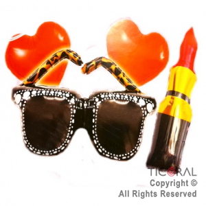 SET DE GLOBOS METALIZADO DIVA LENTES Y LABIAL 4 UNIDADES X 1